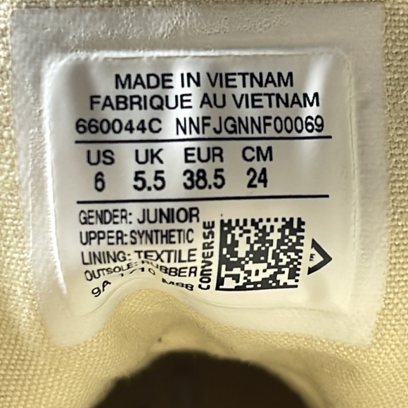 Converse CTAS Hi Top Metallic Gold Glitter Shoes Jr. Size 6 Equivalent Women’s 8 - Picture 8 of 8